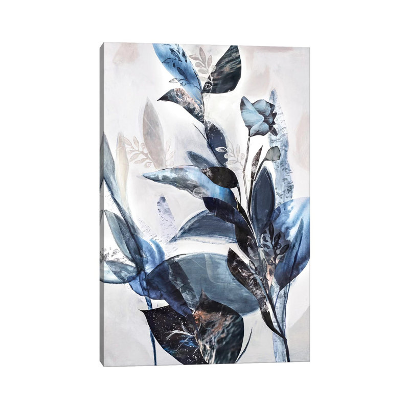 Blue Leaves - Print on Canvas, 66.04cm H x 45.72cm W x 3.81cm D, Wrapped Canvas