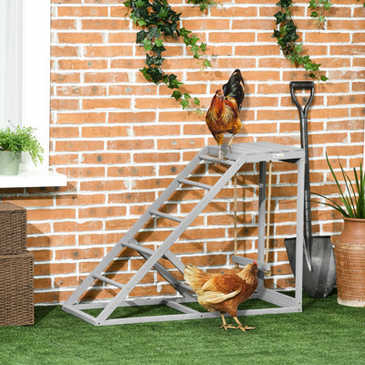 Équipement de jeu de poulet - gris avec balançoire et poulailler