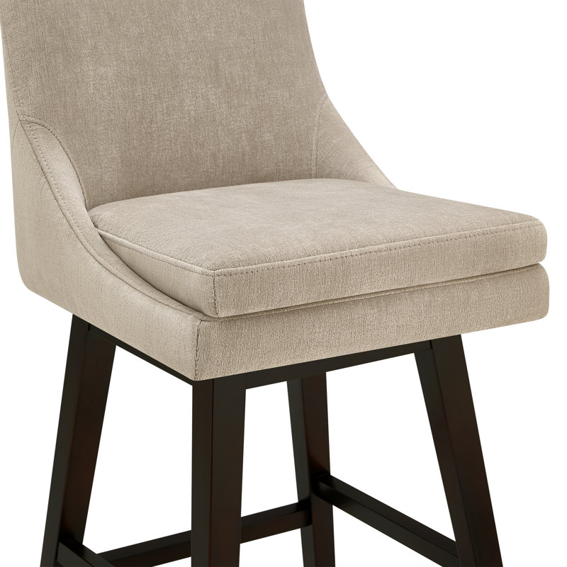 Tabouret de bar et de comptoir pivotant rembourré Zahara, Polyester brun clair / brun