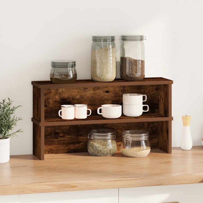 Kitchen Racks Stackable 2 Pcs 15x16 Cm, 16cm H x 60cm W x 15cm D, Smoked Oak