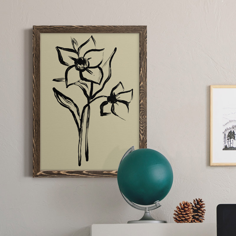 Encre de qualité supérieure Inkwash Floral II, toile encadrée - prête à être accrochée, Noyer, H 44 po x l 31 po x P 1 po