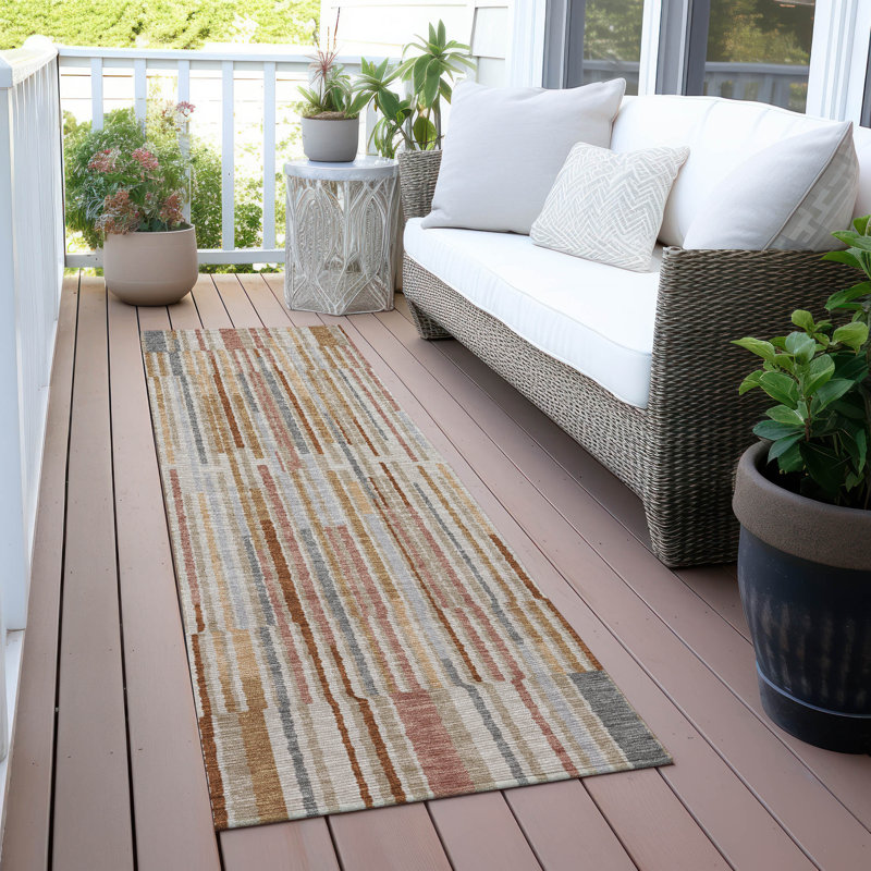 Tapis paprika Xhevrie intérieur / extérieur lavable à la machine, Tapis de couloir 2 pi 3 po x 7 pi 6 po