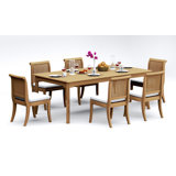7 Pcs Grade-A Teak Wood Dining Set: 86" Canberra Rectangle Table And 6 Giva Armless Chairs #11GV1900