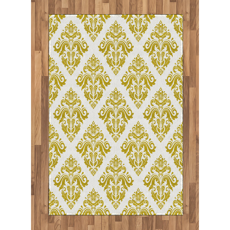 Damask High Density Long Fiber Poly Threads Decorative Area Rug Carpet, Rectangle 4' x 5'8"