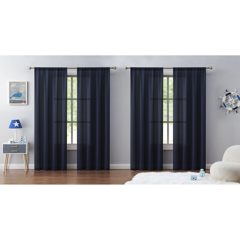 Hayden Room Darkening Curtain Panel Pair, 38" W x 84" L, Navy