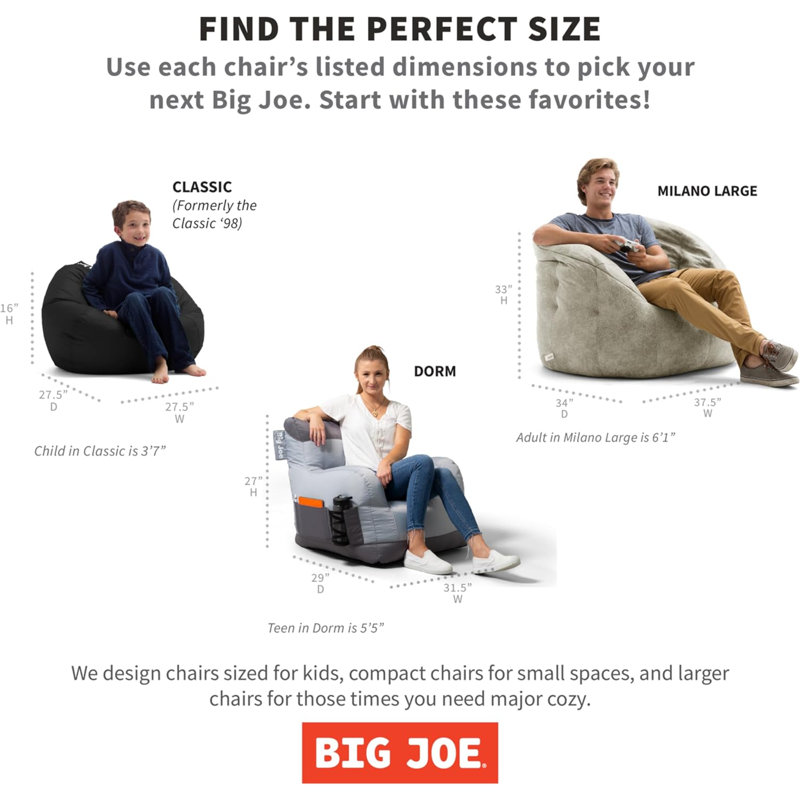 Classic Bean Bag Chair, Black Smartmax, Durable Polyester Nylon Blend, 2 Feet Teardrop