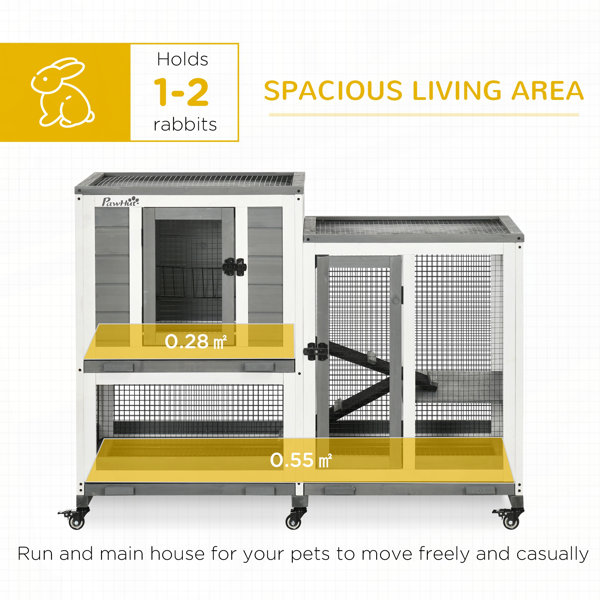 Archie Bunny Rabbit Archie & Oscar™ PawHut Indoor Rabbit Hutch, Three Storey Wooden Rabbit ...