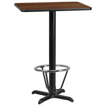 Basquez Rectangular Laminate Table Top with Bar Height Table Base and Foot Ring