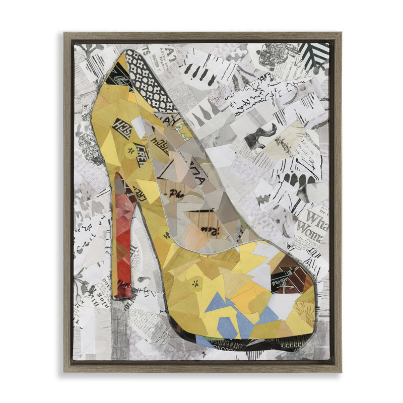 Art mural sur toile à talon collé jaune par Coco Good, Cadre flottant orme Montalcino, H 31 po x l 25 po