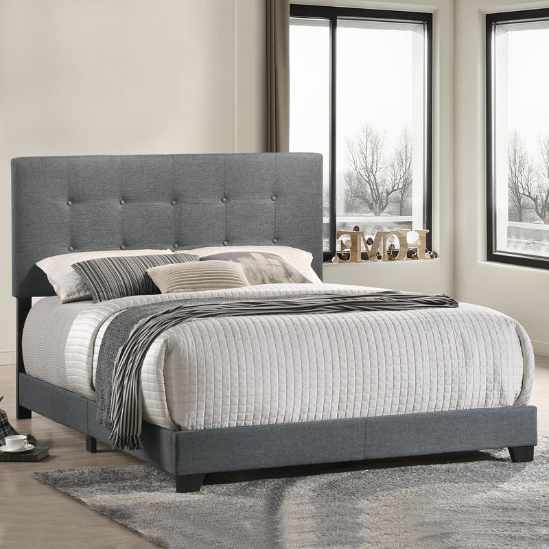Blarney Tufted Upholstered Low Profile Standard Bed, Queen