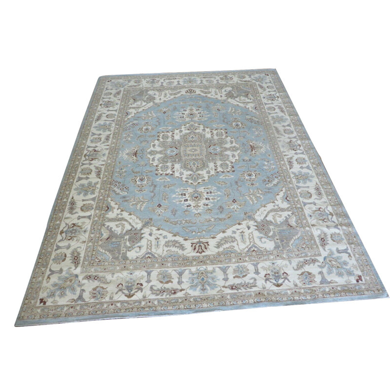 Tapis unique en laine noué à la main gris / bleu 10 pi 2 po x 13 pi 7 po Droitwich