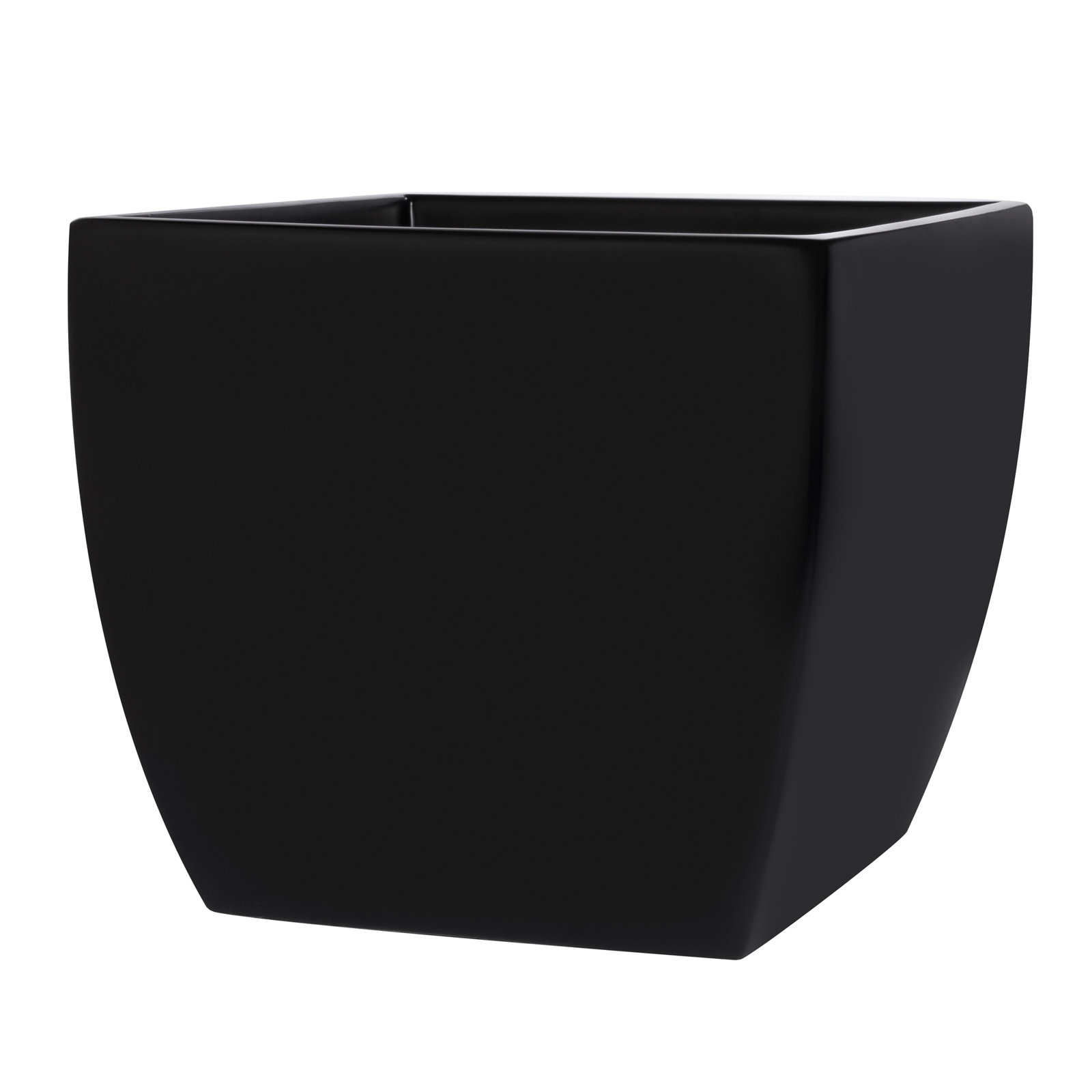 Pacifica Square Curved Planter Box, Black, 11" H x 12" W x 12" D