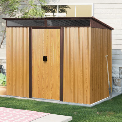 Rangement extérieur en métal 8 x 6 pi avec porte verrouillable. Espace spacieux. Conception. Matériau de remise pour patio et pelouse 8 pi 6 pi. Panneau transparent pour plus de visibilité. Utilitaire