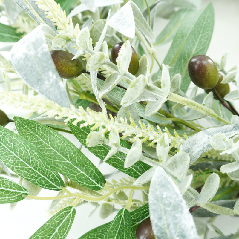 Couronne de printemps 22 po Olive et feuilles volantes