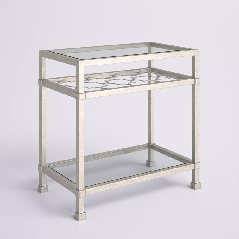 Genevieve Glass Top End Table, Silver