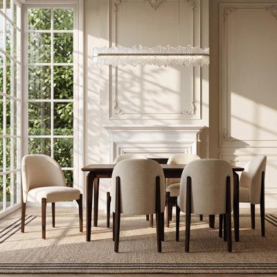 Ensemble de 4 chaises de salle à manger en bois, chaises de cuisine rembourrées avec pieds en bois massif, dossier ergonomique incurvé, poignée intégrée, meuble Mid-Century moderne, pour meuble-lavabo de cuisine