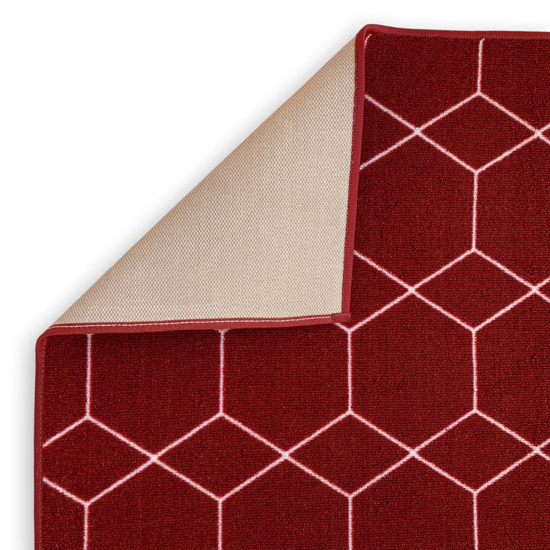 Devoe Geometric Red Area Rug, Runner 2'2" x 6'