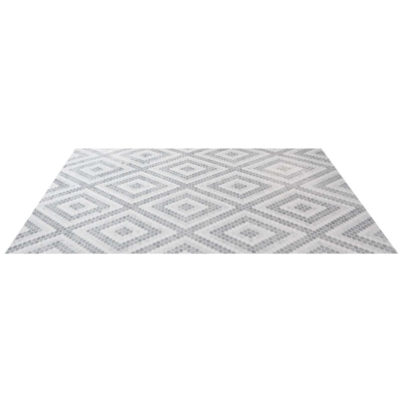 Juno 1" Diamond Hexagon Polished Marble Mosaic, Gray/White