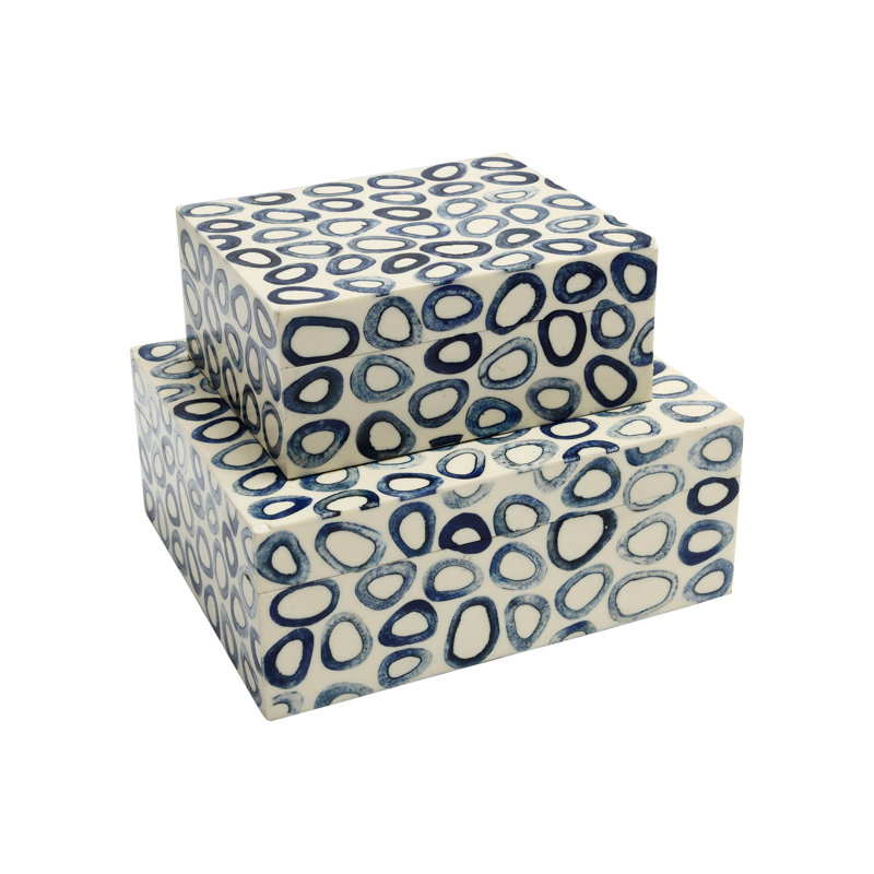 Ovoid Rectangular Box, White/Blue