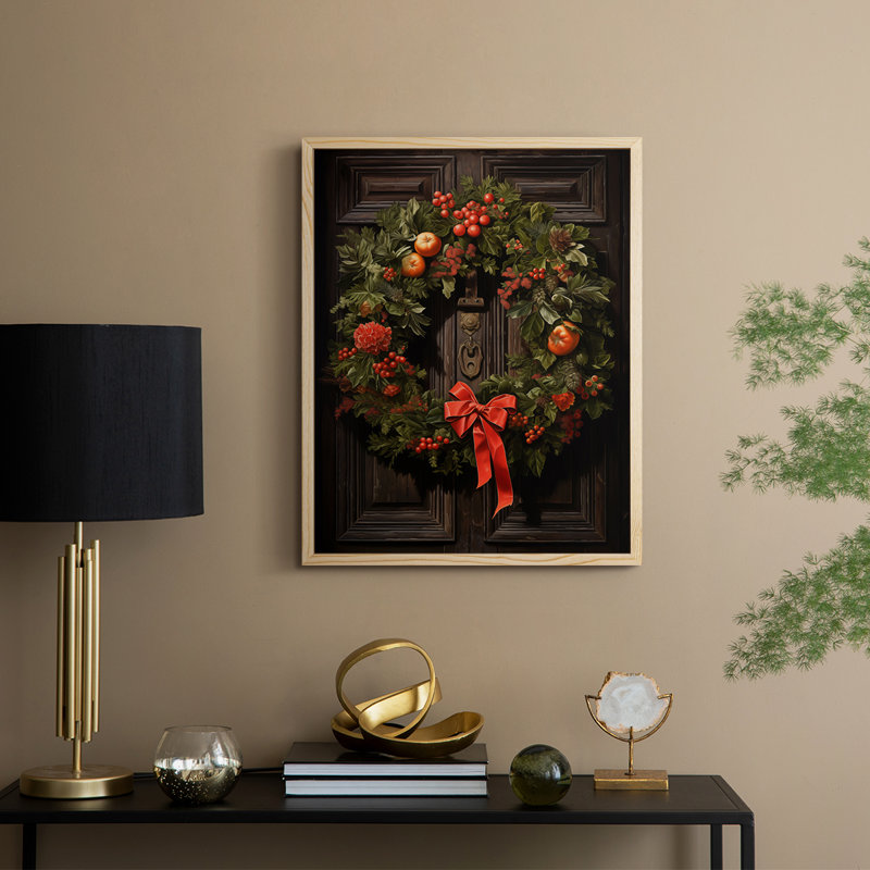«Christmas Holiday Art DCLXI», reproduction d'art encadrée - bois massif, Naturel, H 15 po x l 12 po