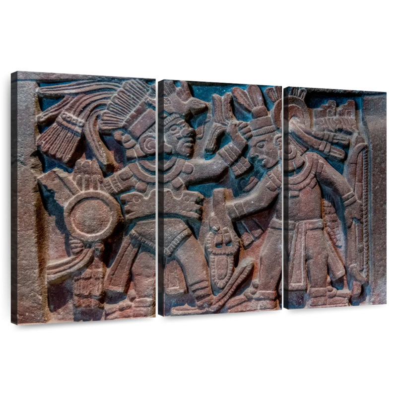 Sculpture sur pierre aztèque Senne, H 24 po x l 38 po