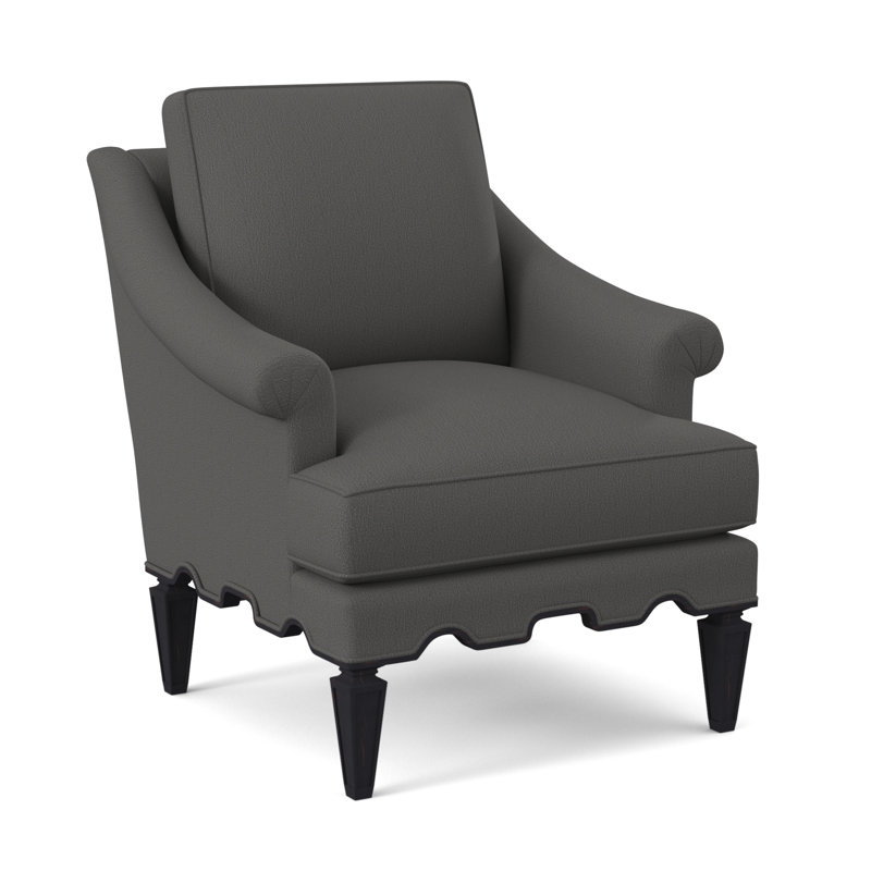 Palm Sunbrella® Boucle Armchair, Margaret Tangelo Polyester Blend, Vintage Ebony