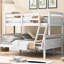 Lit simple superposé au-dessus d'un lit double pour l'espace de la chambre à coucher - Blanc et coffre-fort avec garde-corps inclus-429006559