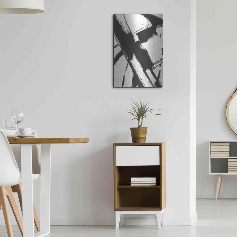 Art mural en métal «Expression Abstract I White Crop» par Shirley Novak, H 24 po x l 16 po