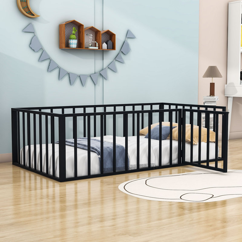 Lit plateforme en métal Micaih, Simple, Noir