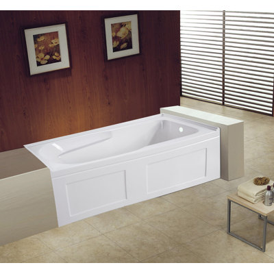 Kingston Brass Aqua Eden 60-Inch Acrylic Rectangular 3-Wall Alcove Tub with Anti Skid and Drain Hole
