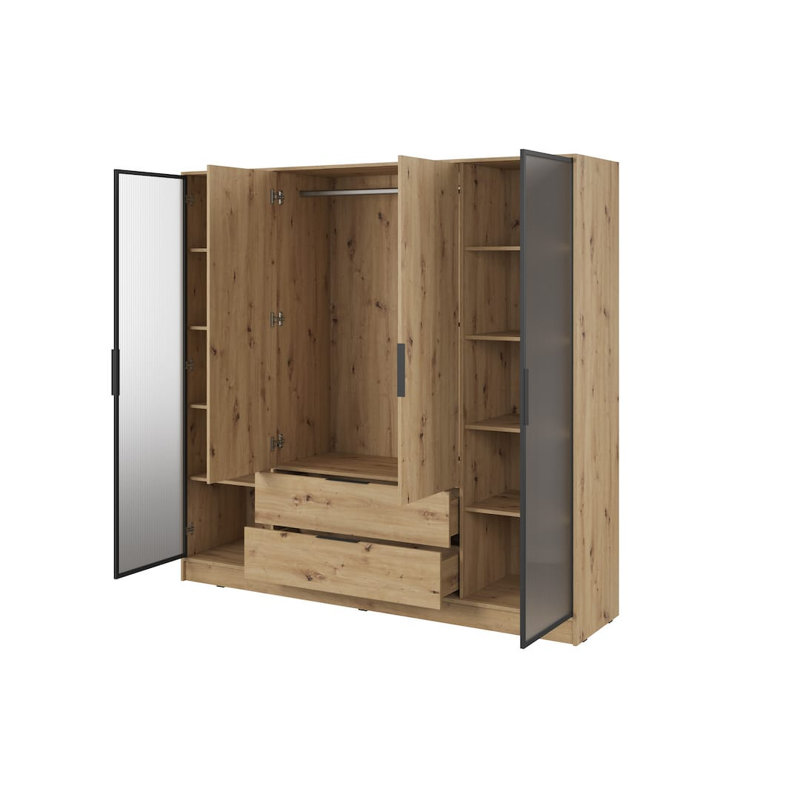 Cayslee 2 Door Manufactured Wood Wardrobe, Oak