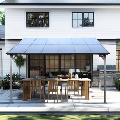 10' X 12' Outdoor Pergola Gazebo With Roof, Metal Awning For Patio, Decks, Backyard - & Gazebo, Heavy-duty