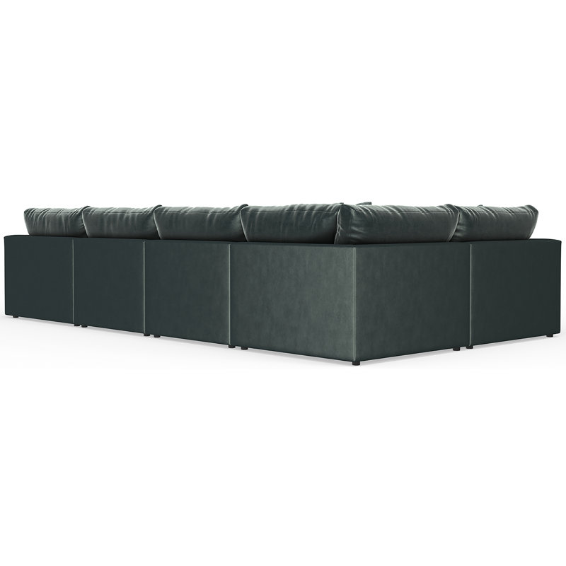 Rondale Five Piece Plush Extra Deep Sectional With Matching Ottoman, Green