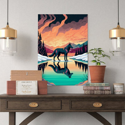 Canvas Wall Art Fox Walking on Ice Poster-2 Vintage Poster Print Home Decor