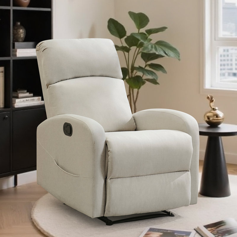 Recliner Chair, Small Recliner Chairs For Small Space, Manual Recliners For Living Room Or Bedroom,  Side Pockets, Beige