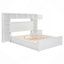 Grand lit en bois avec armoire tout-en-un, tablette et prises, lit gigogne simple TG