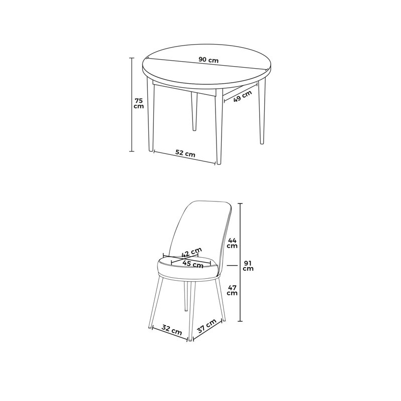 Ensemble de table et chaises de salle à manger moderne 5 pièces, marbre noir et cappuccino | 100% panneau de particules revêtu de mélamine, table: 35,4 po x 29,5 po x 35,4 po, chaises: 17,7 po x 35,8 po x 16,5 po | Structure en métal, dossier en mousse confortable 22 pouces, design élégant pour la maison