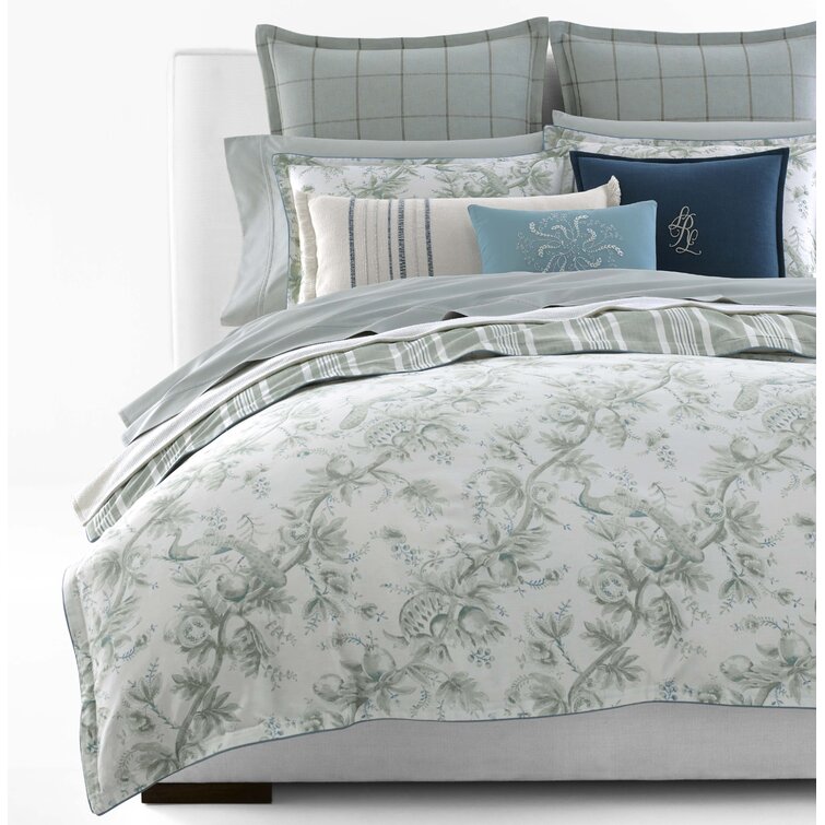 Bramble Floral Green Standard Cotton Reversible Duvet Cover Set