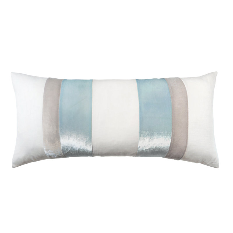 Stripe Lumbar Pillow Cover & Insert, 16" x 36", Ice