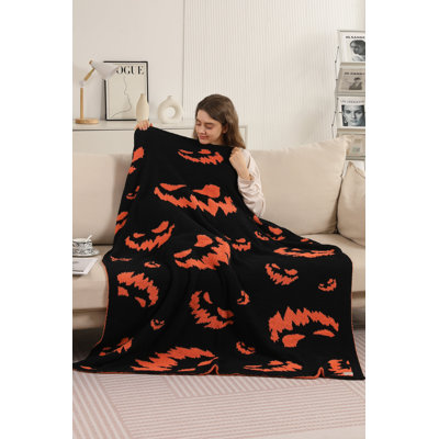 Jeté de luxe à motif d'Halloween - Orange