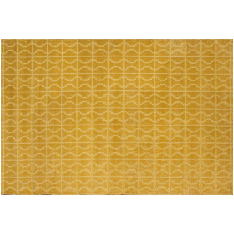 Tapis doré en soie touffeté à la main Avdotja, Rectangle 4 pi 2 po x 5 pi 11 po