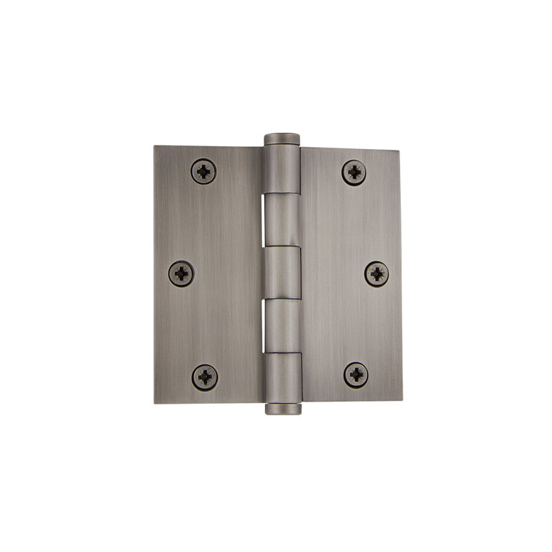 3.5'' x 3.5'' Brass Butt Bearing Hinge, Antique Pewter