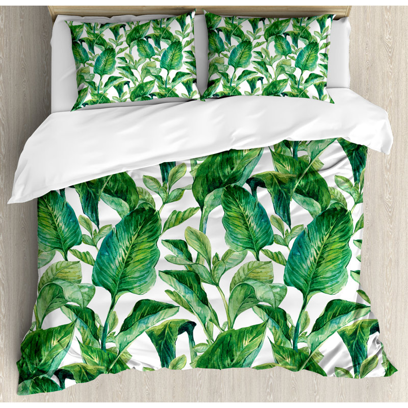 Coastal Polyester Floral Duvet Cover, Queen