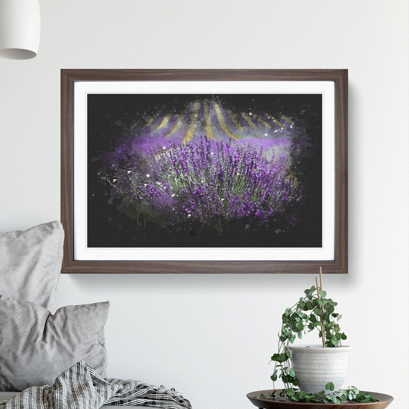 Lavender Vol.3 - Picture Frame Graphic Art, 36cm H x 48cm W x 2cm D, Walnut Framed