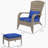 Patio Wicker Adirondack Chair With Ottoman, Comfortable Outdoor Seating For Deck And Garden, Dark Blue-1405170098