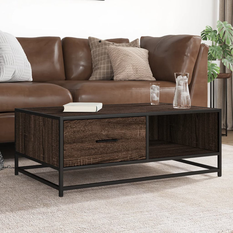 Alen Coffee Table with Storage, Brown Oak, Brown Oak/Black
