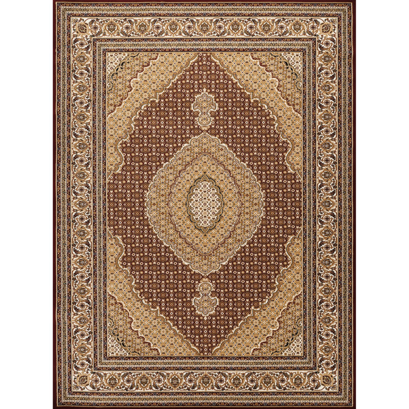 Red Area Rug, 2 Ft. X 3 Ft.,    Design, And Pet Suitable Rectangle Victorian Ornate Pattern, Jute Backing Soft Pile