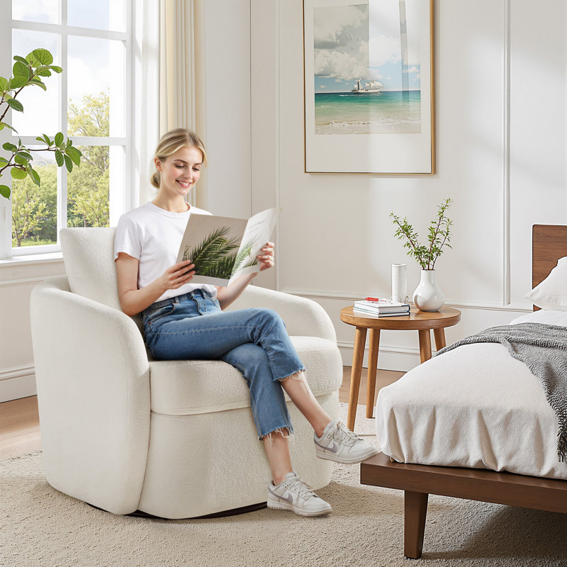 Fauteuil pivotant rembourré 28,7 po, Blanc