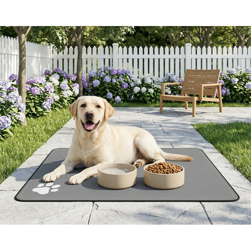Tapis d'alimentation gris pour chien
