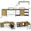 Bureau en L 114 po avec concentrateur électrique, bureau de jeu industriel - 6 tiroirs, support pour écran amovible, bureau rustique brun